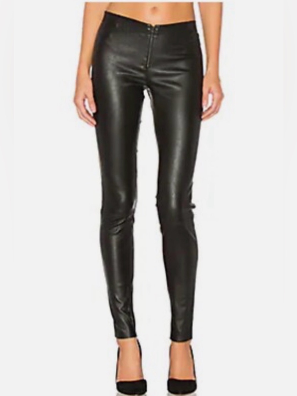 Alice + Olivia Black Maddox Chain Link Lambskin Leather Pants